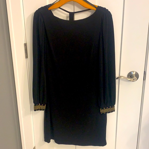 Sleek Long Sleeve Dress with Gild Embellishments on Wrists and Back - Worn Once - Picture 2 of 2